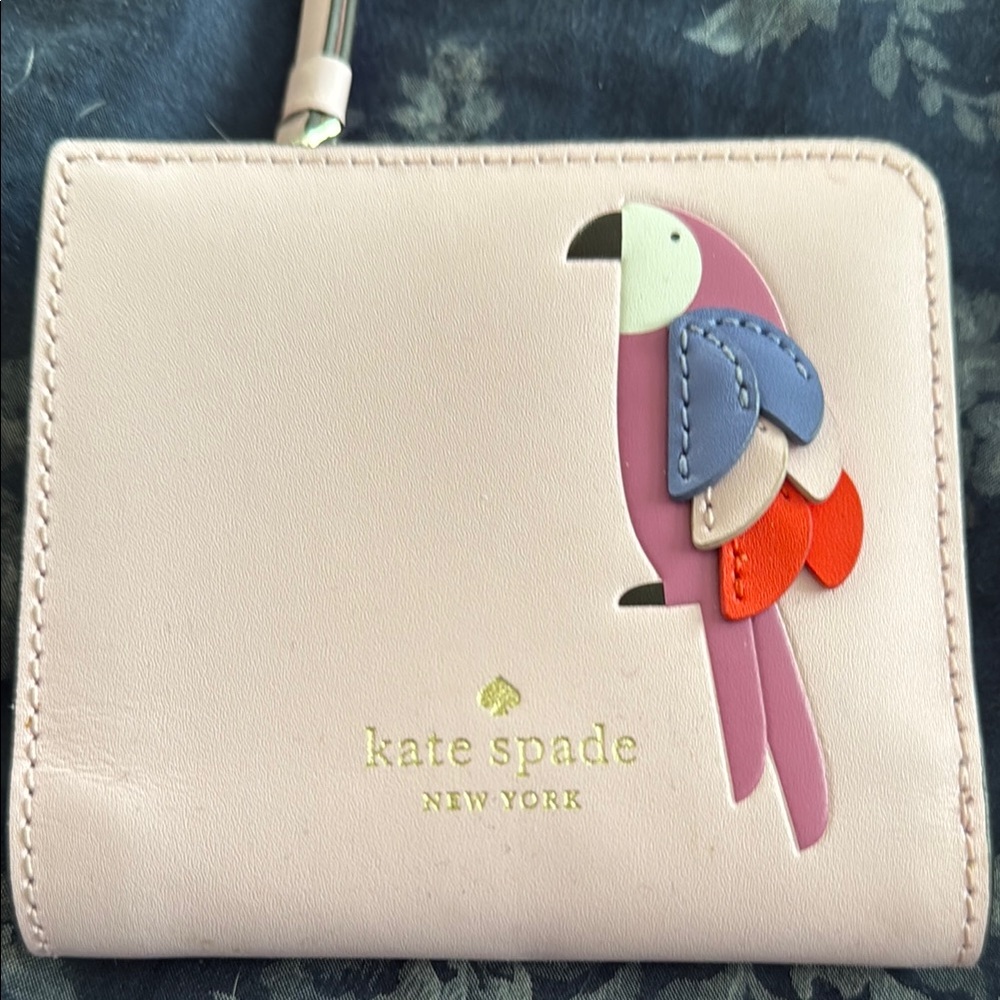 Kate Spade Pink Wallet with Parrot Design